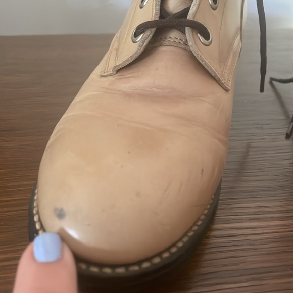 Vintage Justin Roper Boots Cream Leather Combat Lace-Up Youth 4 Women's Size 6 - Picture 8 of 10